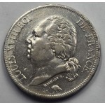 France Louis XVIII Silver 5 Francs coin 1822 W RARE WORLD COINS