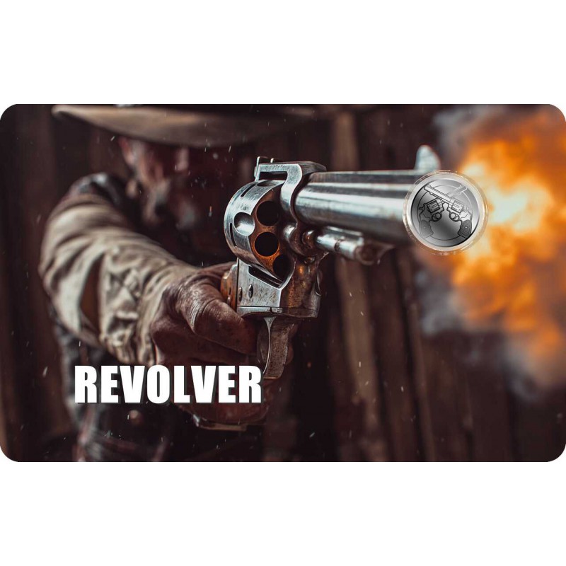 Revolver 2026 Liberia 1/1000 oz Platinum Coin in Card GOLD AND SILVER BULLION