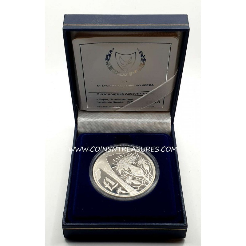 CYPRUS 2006 SILVER PROOF 1 POUND AKAMANTIS FLOWER WORLD COINS