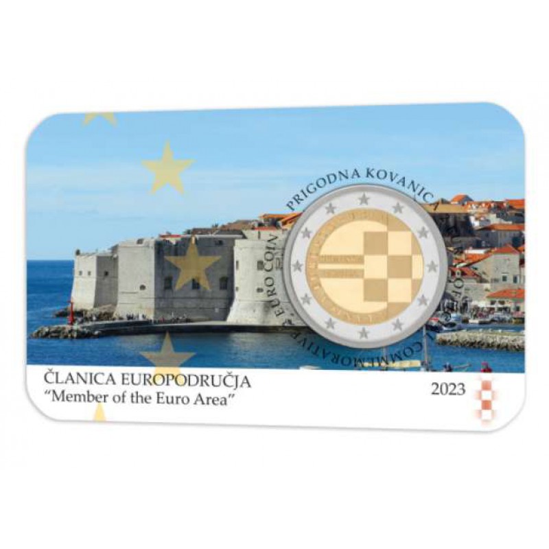 CROATIA BU 2 EURO 2023 First 2 Euro in Official Coin Card WORLD COINS