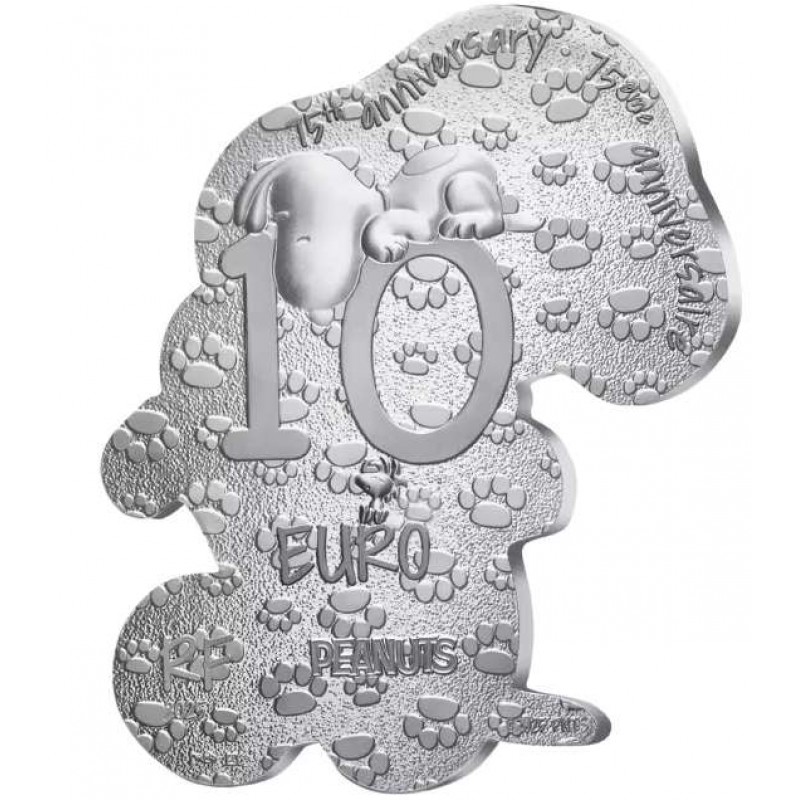 France Peanuts 75th Anniversary Snoopy Shaped .999 Silver WORLD COINS