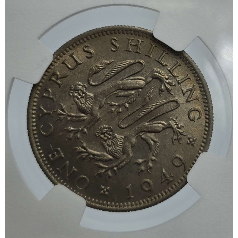 CYPRUS 1 SHILLING COIN 1949 UNC NGC MS64 WORLD COINS