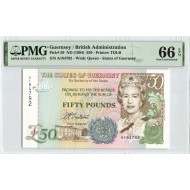 Guernsey ND (1994) P59 PMG Gem UNC 66 EPQ 50 Pounds QEII QUEEN ELIZABETH  Banknote
