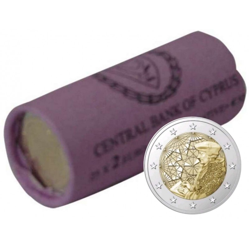 CYPRUS 2022 2 EURO ROLL BU 25 PIECES X 2€ ERASMUS WORLD COINS