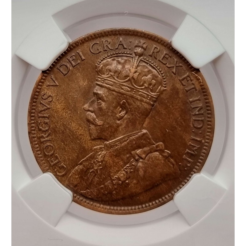 Canada 1 Cent 1913 UNC KGV coin NGC MS 62 BN WORLD COINS