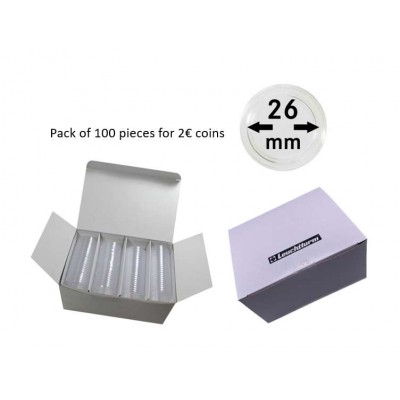 Leuchtturm Coin capsules for coins Ø 26 mm (FOR 2 EURO) pack of 100