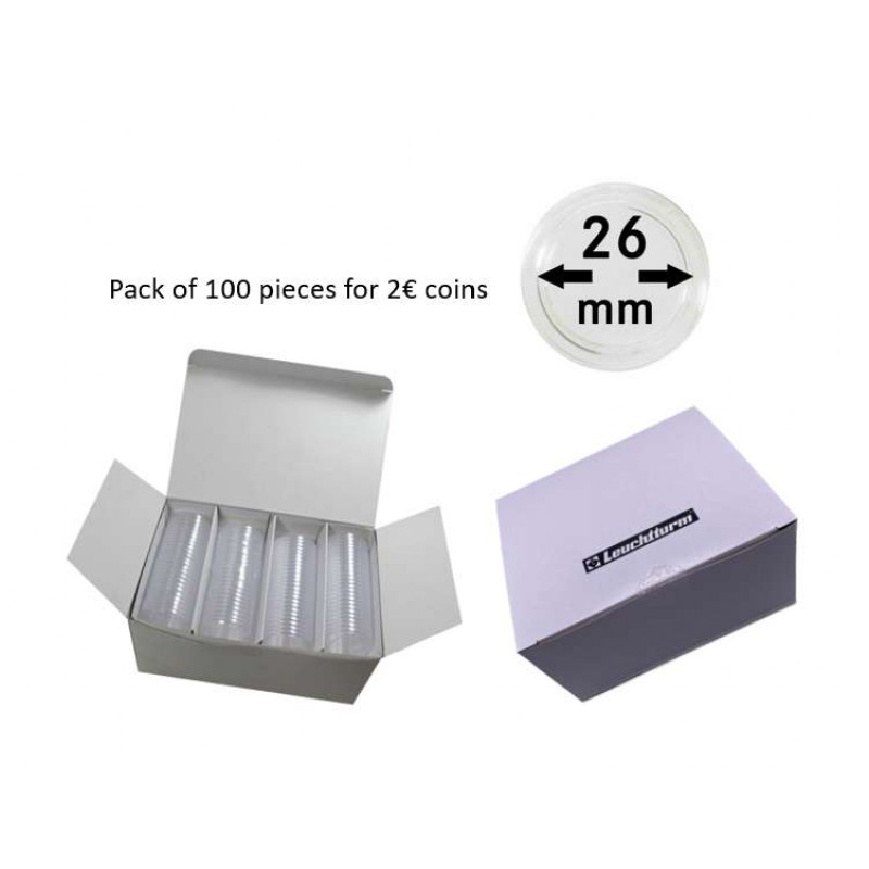 Leuchtturm Coin capsules for coins Ø 26 mm (FOR 2 EURO) pack of 100 ACCESSORIES & SUPPLIES