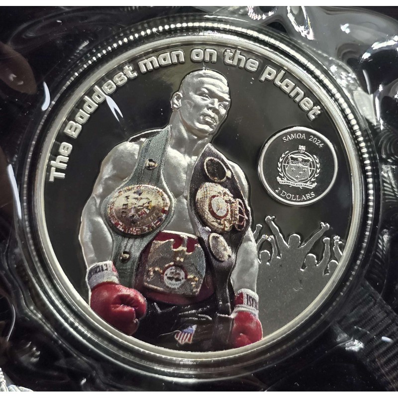 Samoa Mike Tyson Silver 1oz .999 Proof Colored Coin 2024 GOLD AND SILVER BULLION