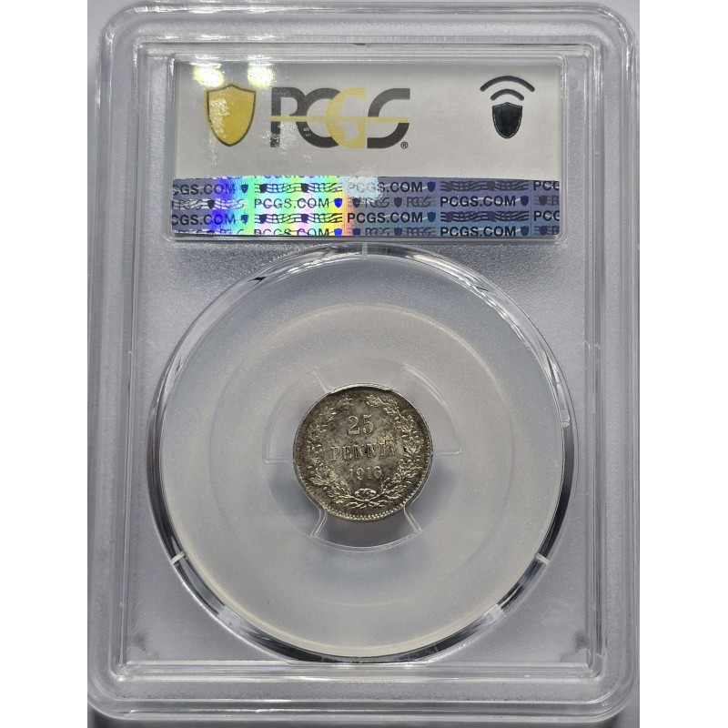 FINLAND SILVER 25 Pennia 1916 s PCGS MS64 WORLD COINS