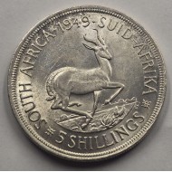 South Africa 5 shilling silver coin KGVI 1949 UNC