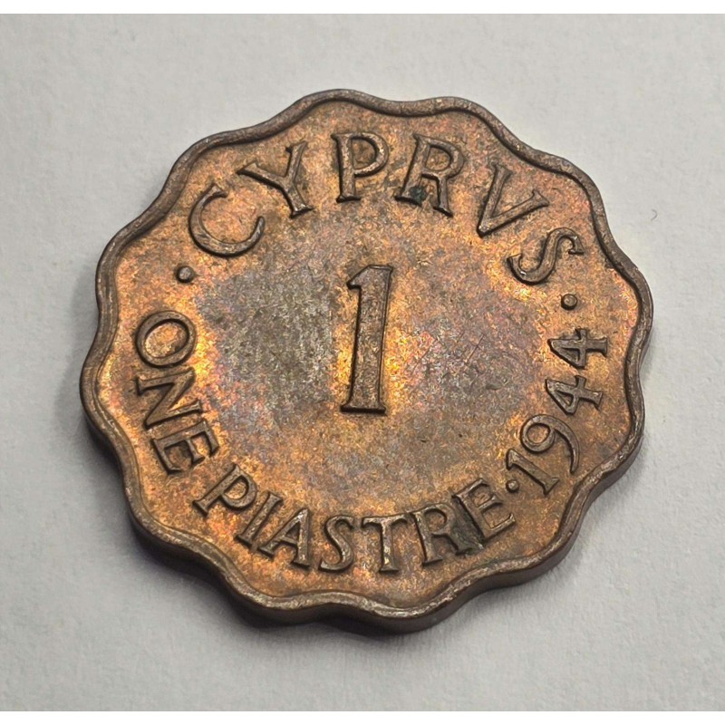 CYPRUS 1 PIASTRE 1944 COIN OF KGVI RED UNC WORLD COINS