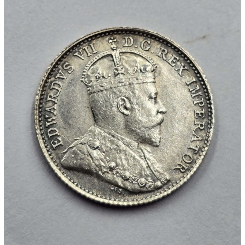 Canada 1909 King Edward Silver coin 5 Cents maple leaves UNC WORLD COINS