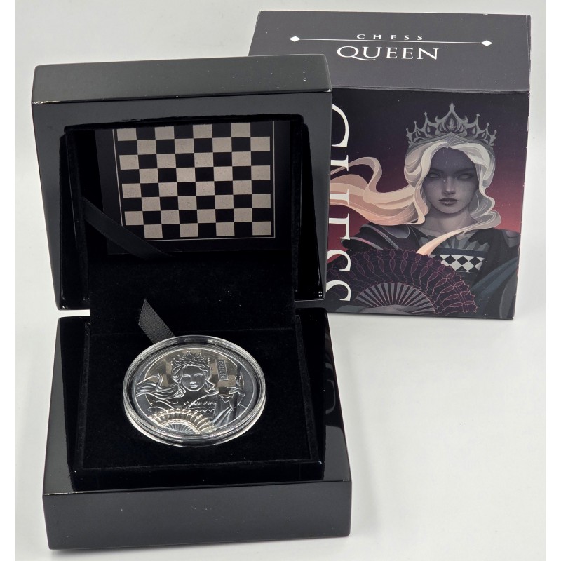 NIUE 2025 $1 Chess QUEEN 1oz Silver Black Proof Coin GOLD AND SILVER BULLION
