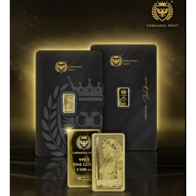 Germania 1/100 oz Pure Gold bar 999.9 sealed in Blister pack