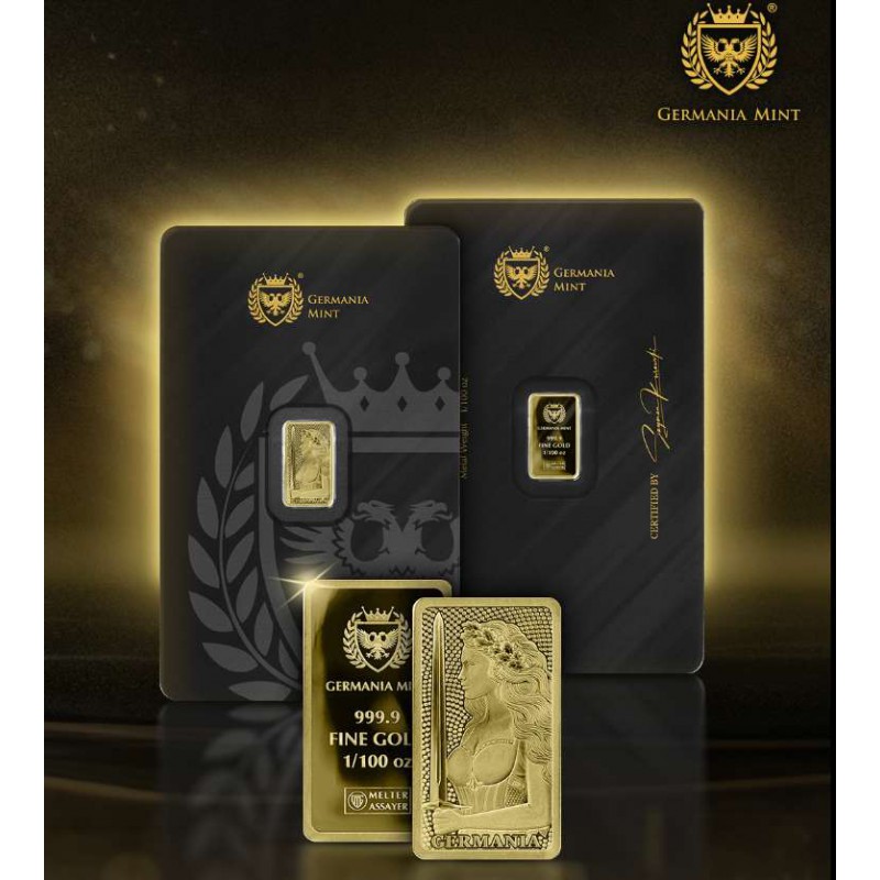 Germania 1/100 oz Pure Gold bar 999.9 sealed in Blister pack GOLD AND SILVER BULLION