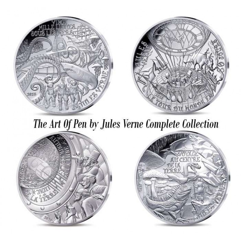 France 2025 Jules Verne Complete Set of 4 Proof Silver Coin WORLD COINS