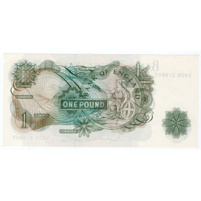 GREAT BRITAIN BANK OF ENGLAND 1 POUND 1970 P374g BANKNOTE QEII UNC