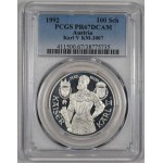 AUSTRIA 1992 SILVER PROOF 100 SCHILLING COIN PCGS PF67 DCA WORLD COINS