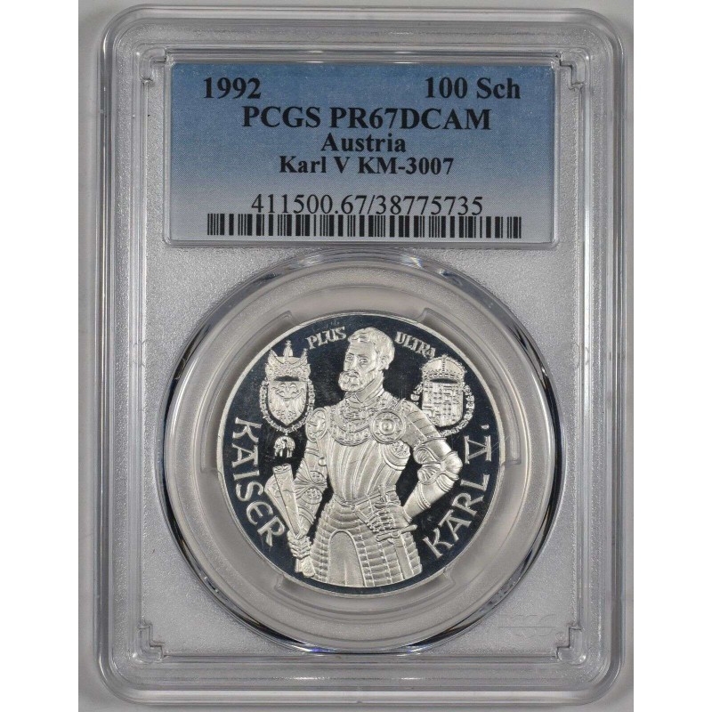 AUSTRIA 1992 SILVER PROOF 100 SCHILLING COIN PCGS PF67 DCA WORLD COINS