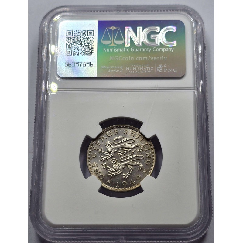 CYPRUS 1 SHILLING COIN 1949 UNC KGVI NGC MS63 WORLD COINS