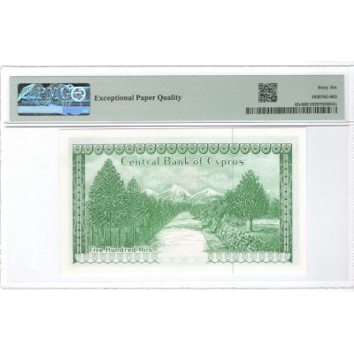 CYPRUS 500 MILS 1976 BANKNOTE PMG 66 p42b