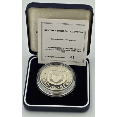 CYPRUS 1997 SILVER PROOF 1 POUND COIN WWF TURTLE