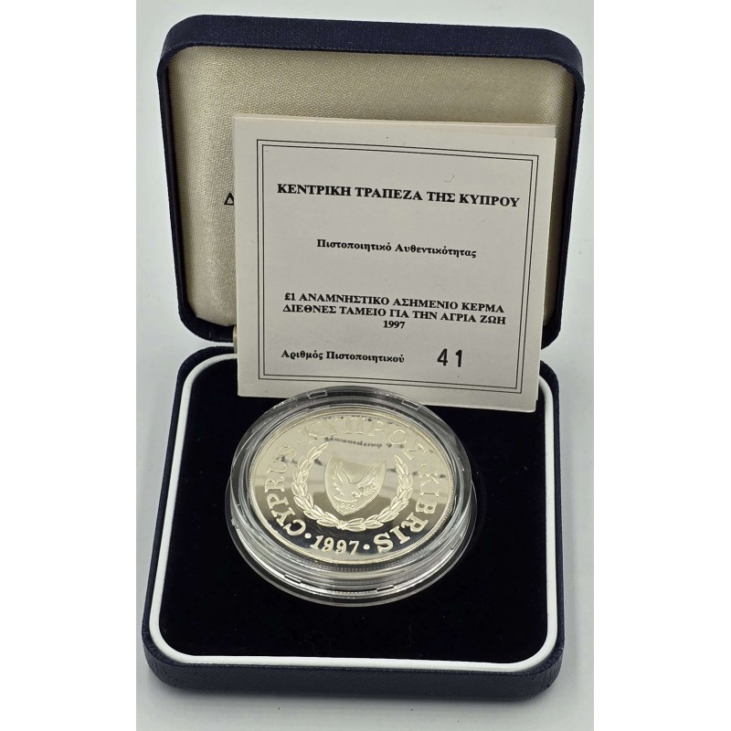 CYPRUS 1997 SILVER PROOF 1 POUND COIN WWF TURTLE WORLD COINS