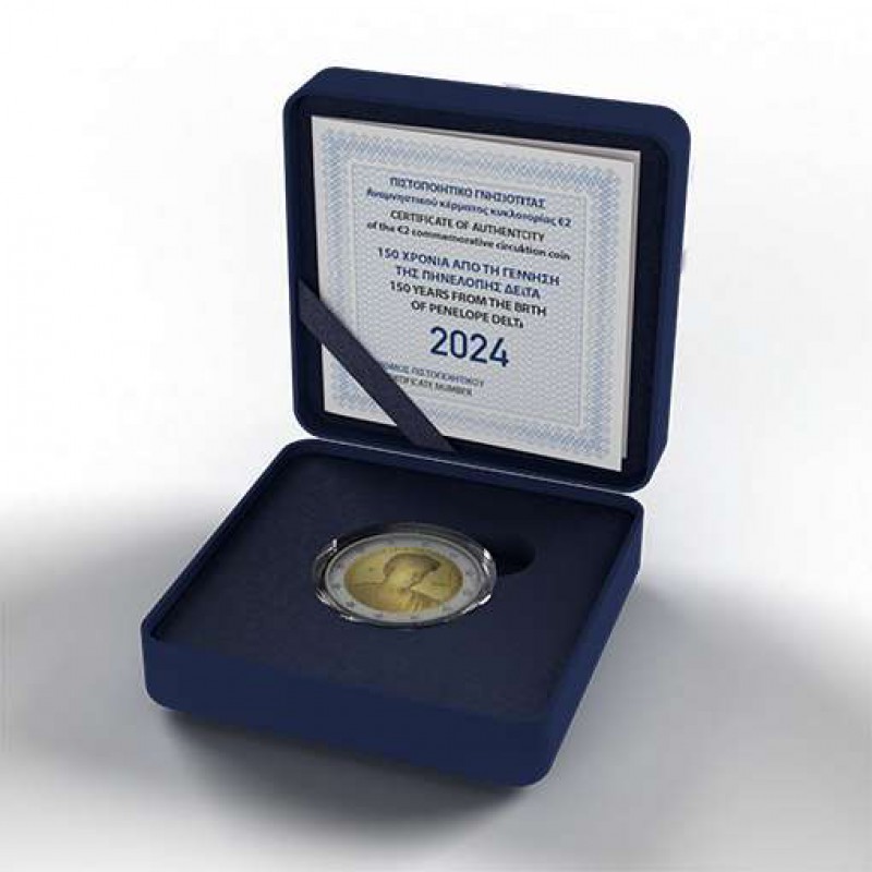 GREECE 2024 150 YEARS FROM THE BIRTH OF PENELOPE DELTA 2 EURO BE PROOF COIN WORLD COINS