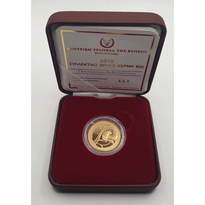 CYPRUS 2010 GOLD PROOF 20 EURO 50th Anniversary of the Republic of Cyprus BOX + COA WORLD COINS
