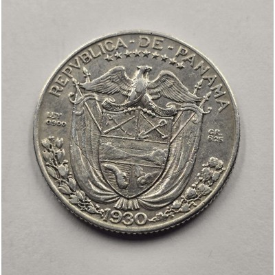 Panama 1/4 Balboa silver coin 1930 rare