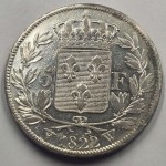 France Louis XVIII Silver 5 Francs coin 1822 W RARE WORLD COINS