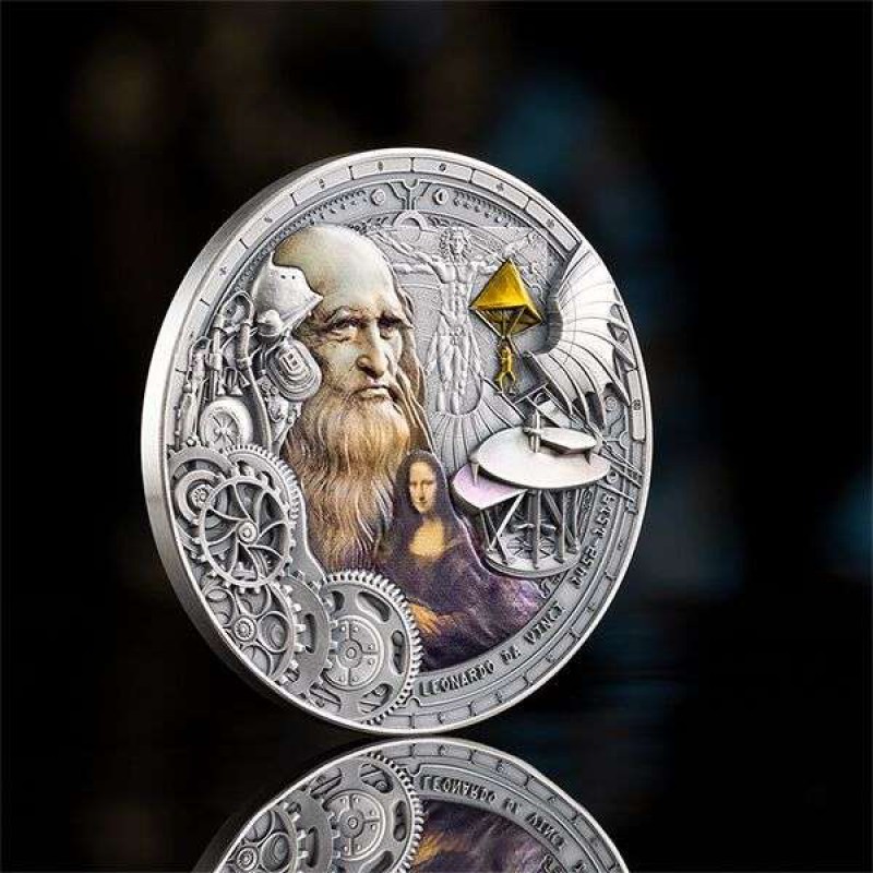 LEONARDO DA VINCI Futurists of the Past 2 Oz Silver Coin 2024 GOLD AND SILVER BULLION