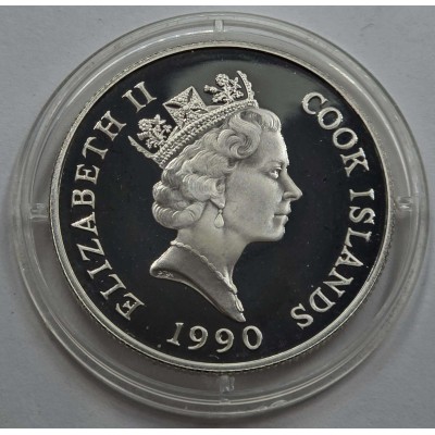 COOK ISLANDS 1990 10 DOLLARS SILVER PROOF COIN BARCELONA