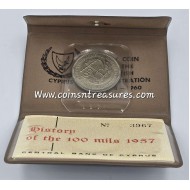 CYPRUS 1957 100 MILS COIN IN ORIGINAL WALLET
