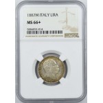 ITALY SILVER LIRA UBERTO I 1887 M NGC MS66+ WORLD COINS