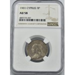 CYPRUS 9 PIASTRE SILVER COIN QUEEN VICTORIA 1901 NGC AU58 WORLD COINS