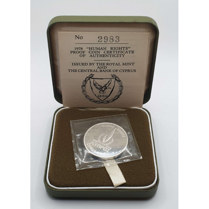 CYPRUS 1978 SILVER PROOF COIN 500 MILS HUMAN RIGHTS WORLD COINS