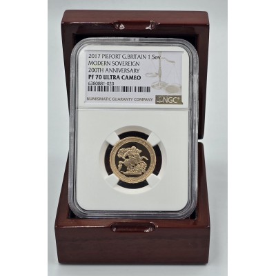 UK 2017 Piedfort 200th anniversary Gold Sovereign NGC PF70 UC