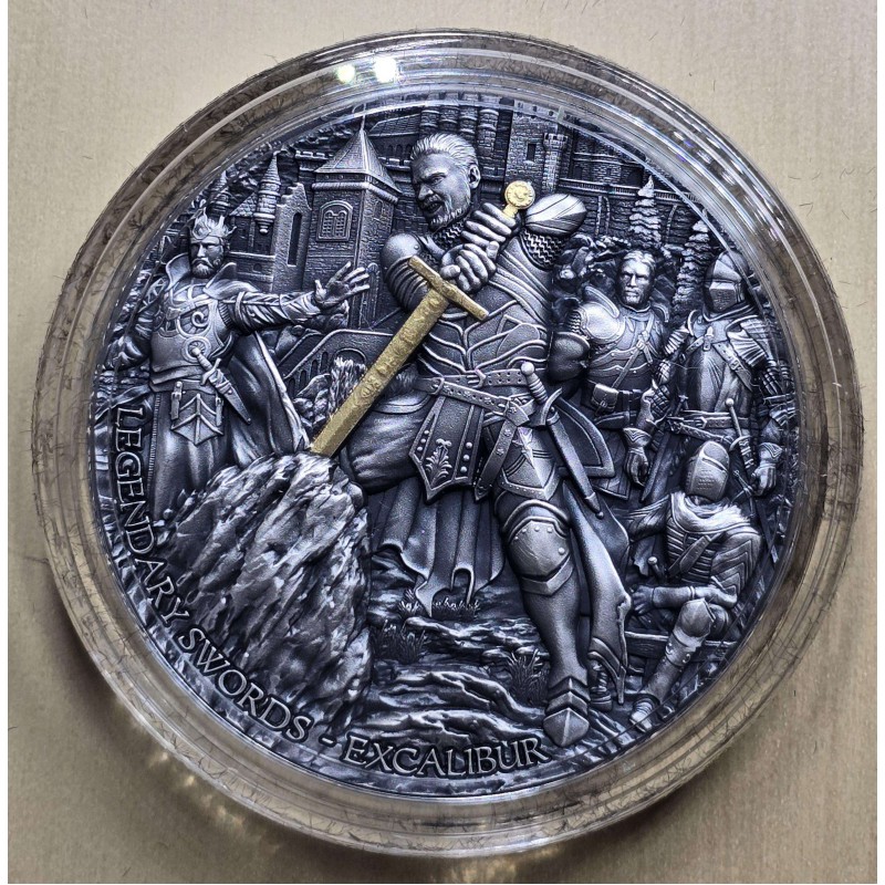 EXCALIBUR Legendary Swords 2 Oz Silver Coin 5$ Niue 2024 GOLD AND SILVER BULLION