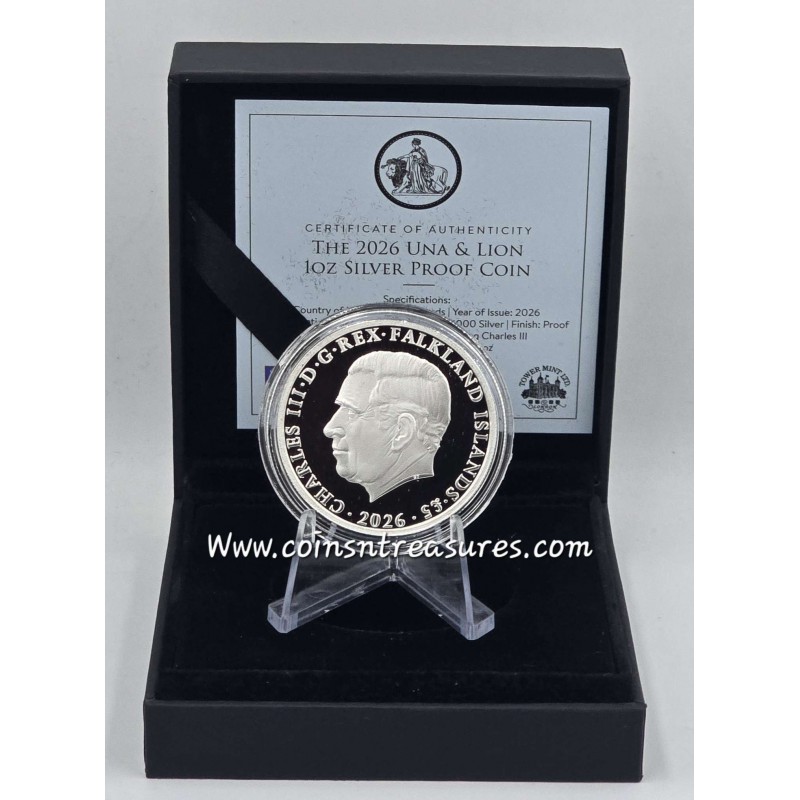 Una and the Lion 2026 Falkland Islands 1 oz Silver Proof Coin GOLD AND SILVER BULLION