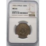 CYPRUS 100 MILS COIN 1955 PCGS MS64 WORLD COINS