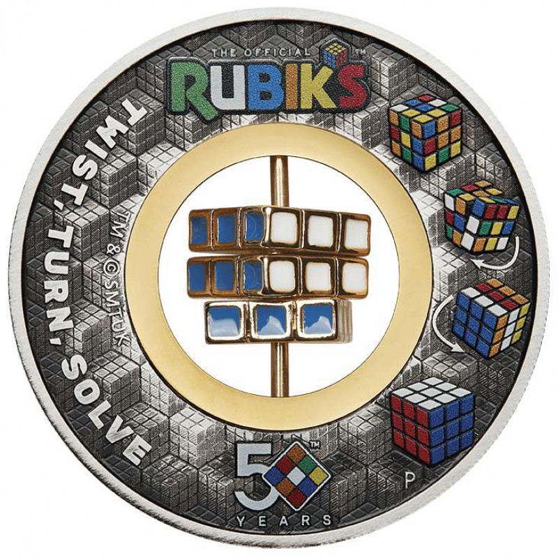 RUBIK CUBE 50th Anniversary 2 Oz Silver Coin 2$ Tuvalu 2024 GOLD AND SILVER BULLION