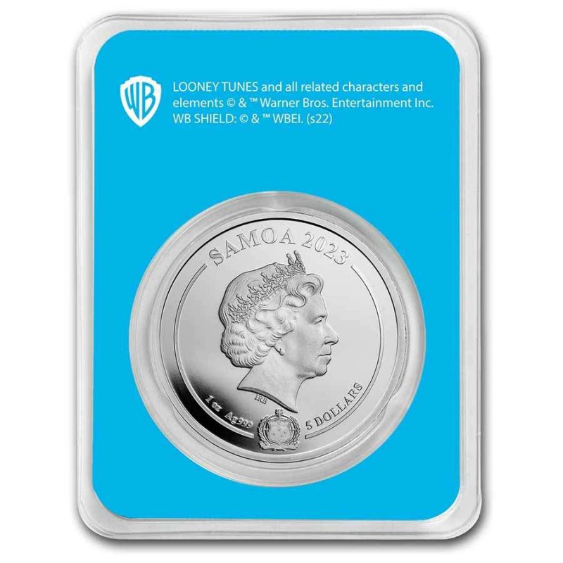 Samoa 1 oz silver Coin Looney Toons ROAD RUNNER 2023 COLOURED GOLD AND SILVER BULLION