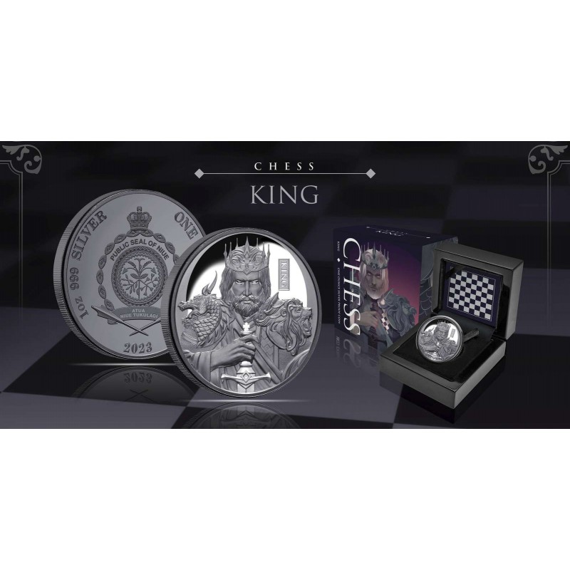 NIUE 2023 $1 Chess King 1oz Silver Black Proof Coin GOLD AND SILVER BULLION