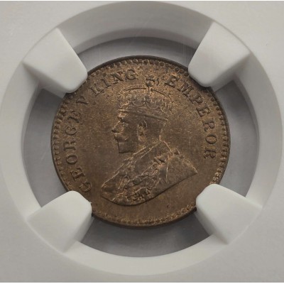 BRITISH INDIA 1/12 ANNA COIN 1936 B KGV NGC MS64RB