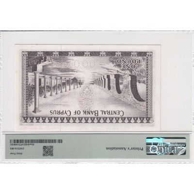 CYPRUS 1 POUNDS 1969 BANKNOTE RARE SPECIMEN P43as UNC PMG 64