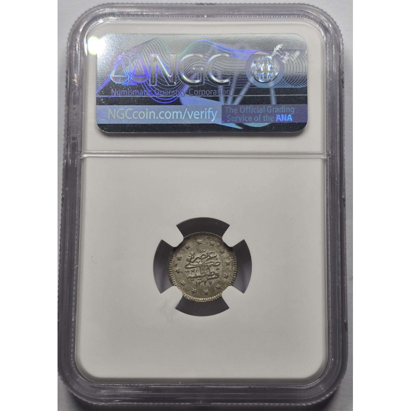OTTOMAN TURKEY KURUS COIN 1327 2 Mehmed V 1910 NGC MS63 WORLD COINS