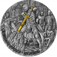 EXCALIBUR Legendary Swords 2 Oz Silver Coin 5$ Niue 2024