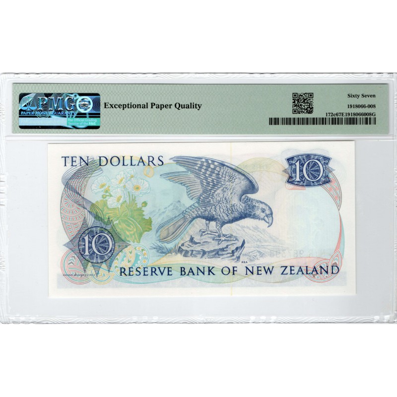 NEW ZEALAND 10 DOLLAR P172c 1989-92 BANKNOTE QEII PMG 67 EPQ WORLD BANKNOTES