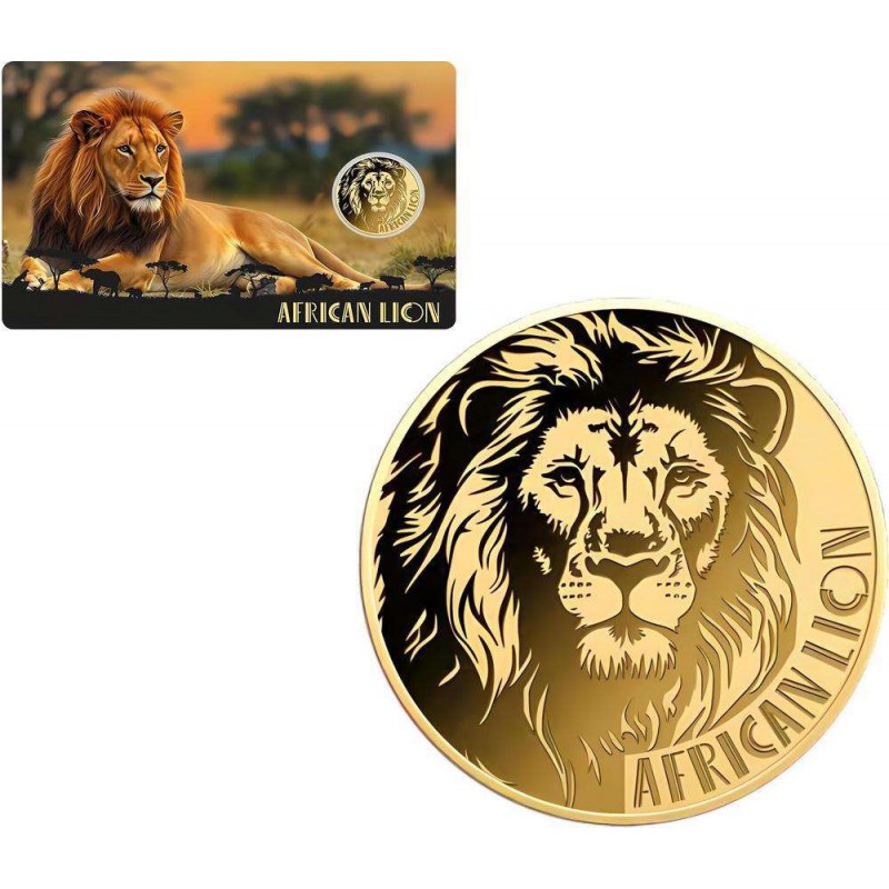 AFRICAN LION 1/1000 Oz Gold Coin in card GOLD AND SILVER BULLION